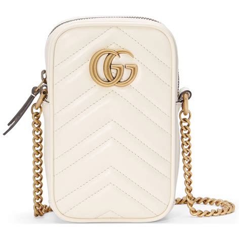 Gg Marmont Leather Super Mini Bag In White Chevron Leather Gucci Us