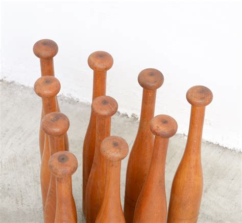 Set Of 10 Vintage Wooden Bowling Pins Vintage Design Point