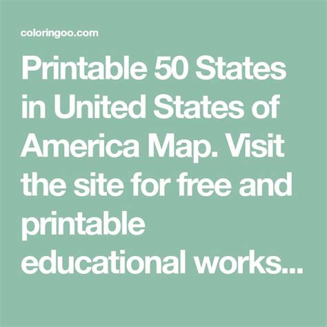 The White Text Reads Printable 50 States In United States Of America