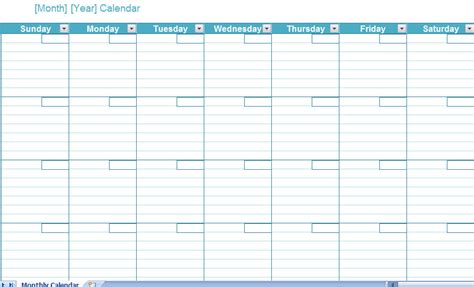 Blank Monthly Calendar Template My Excel Templates