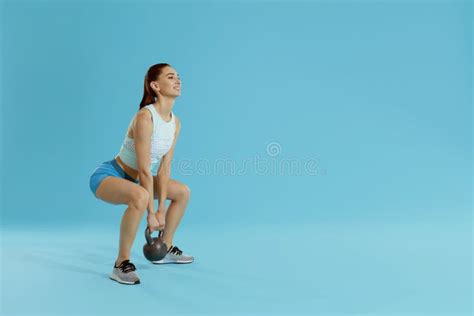 Body Workout Fitness Woman Exercising Squats With Gym Weights Stock Image Image Of Sportive