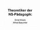 Theoretiker der NSPdagogik Ernst Krieck Alfred Baeumler Ernst