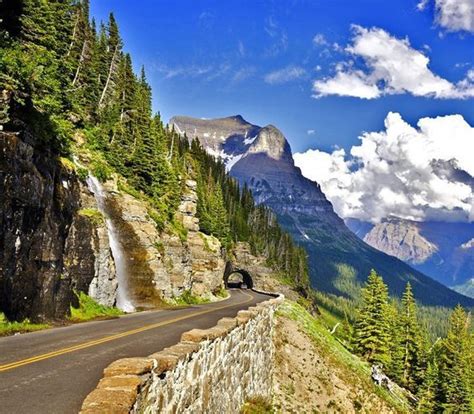 Winding Through Glacier National Park Sun Road Montana Is One Of The