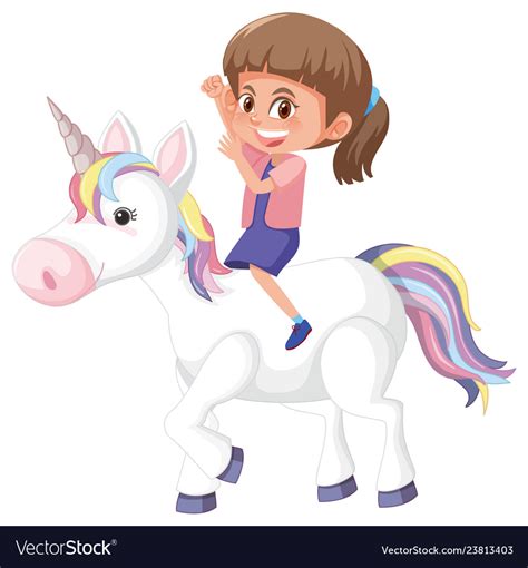 Girl Riding A Unicorn Royalty Free Vector Image