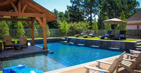 The new ledge lounger is a luxury chaise lounge designed to be placed right on your pool's tanning ledge or wet deck so you can sunbathe in style. Wonderful Backyard Patio With Wooden Pool Lounge Chairs ...