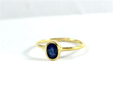 Blue Sapphire Gold Ring Gold Gemstone Ring 5 X 7 Diffusion Etsy