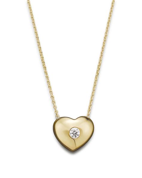 Kc Designs Small Diamond Solitaire Heart Pendant Necklace In 14k Yellow