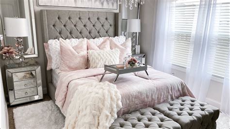 bedroom decorate with me grey white blush pink interior room makeover decorating nerds