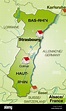 Elsass in Frankreich als Umgebungskarte mit Nachbarländern mit Grenzen ...