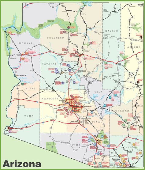 Map Of Arizona Tourist Attractions Asia Map