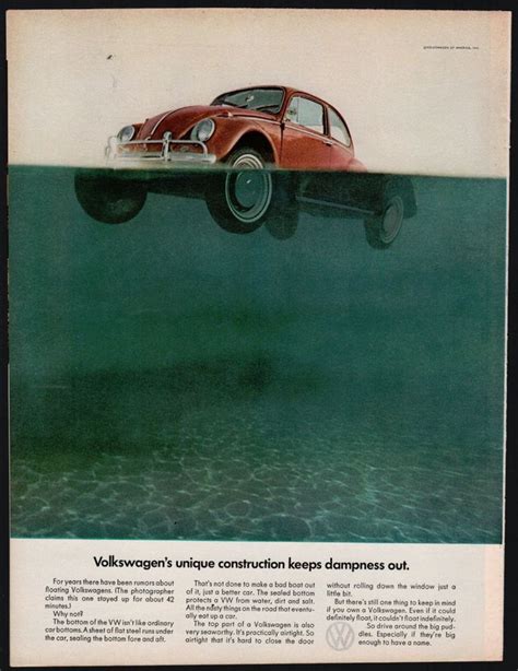 1967 Volkswagen Beetle Vw Bug Floatingunique Constructioncolor Ad