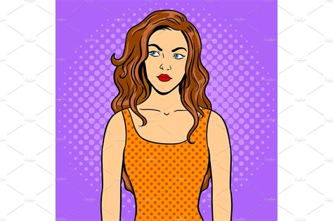 Thoughtful Girl Pop Art Vector Illustration Illustrator Graphics