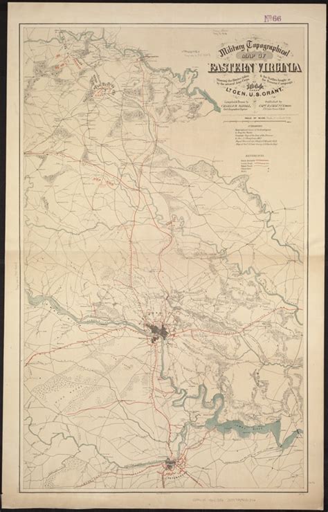 Military Topographical Map Of Eastern Virginia Showing The Routes Taken