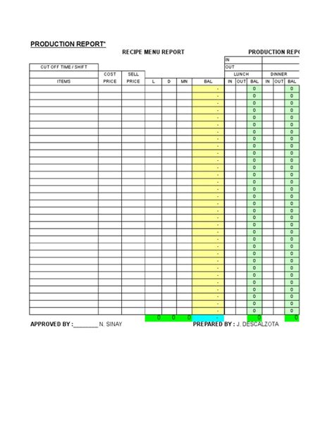 Daily Production Report Form Food And Drink Cookbooks Food And Wine