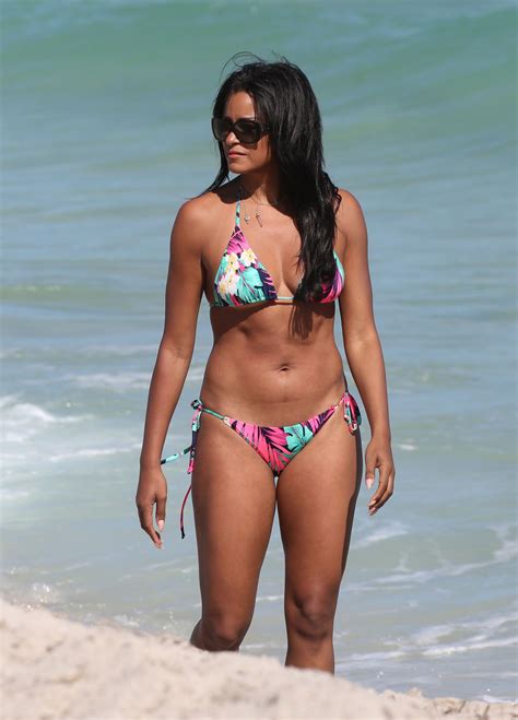 Claudia Jordan In A Colorful String Bikini On The Beach In Miami My