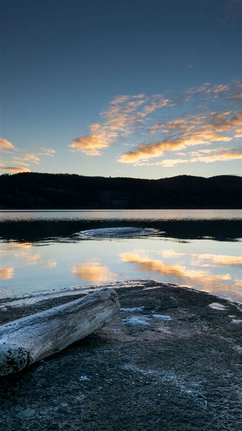 Download Wallpaper 938x1668 Lake Shore Reflection Water Dusk Iphone