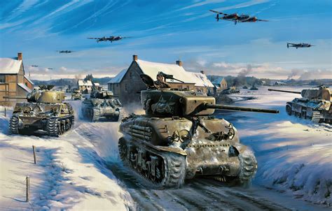 Wallpaper War Art Tank Ww2 Sherman Images For Desktop
