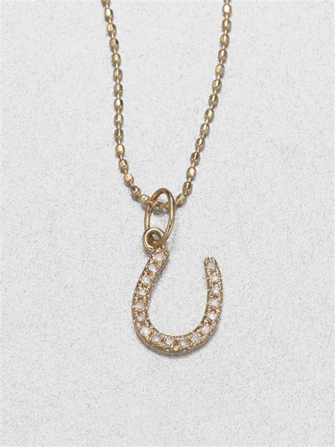 Sydney Evan Diamond 14k Yellow Gold Horseshoe Necklace In Gold Lyst