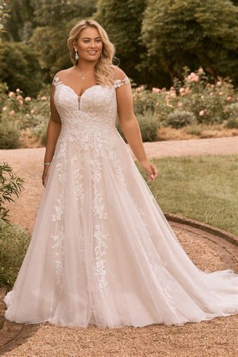 Sophia Tolli Y12023ls Kaydence Cap Sleeve Plus Size Wedding Gown In