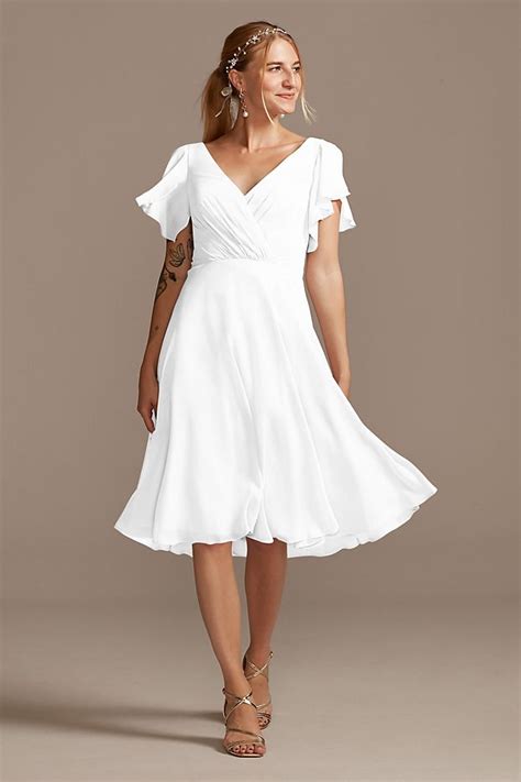 A Darling Affordable Tea Length Wedding Dress With A Flowy Skirt And