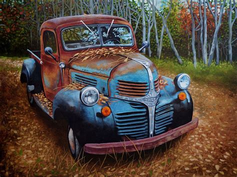 Fallen Leaf - classic car art oil painting on wood panel #carart #