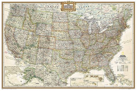 National Geographic United States Executive Wall Map 36 X 24 Inches