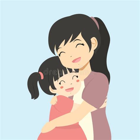 Mother Babe Hugging Cartoon