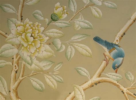 Hand Painted Wallpaper Chinoiserie Wallpaper Silk Wallpaper