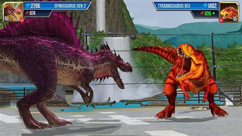 Spinosaurus Gen Vs T Rex Jurassic Battle Jurassic World The Game