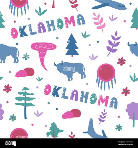 Usa Collection Vector Illustration Of Oklahoma Theme State Symbols
