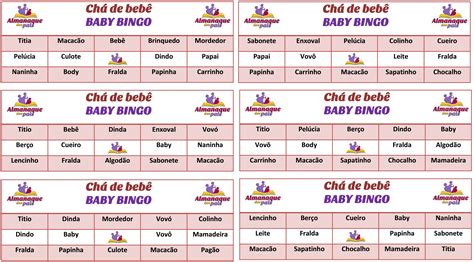 Bingo Para Chá De Bebê 87 Cartelas De Baby Bingo Para Imprimir