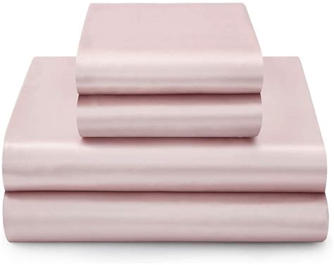 Cobedzy Pcs Blush Pink Satin Sheets Queen Size Silk Satin Bedding Sheets Set W Ebay