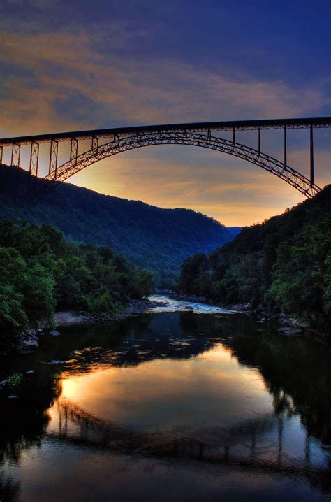 Sunset Over The New River Gorge Bridge From Fayetteville Station West