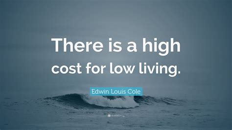 Edwin Louis Cole Quote There Is A High Cost For Low Living