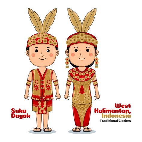 Premium Vector | Couple wear west kalimantan traditional cloth