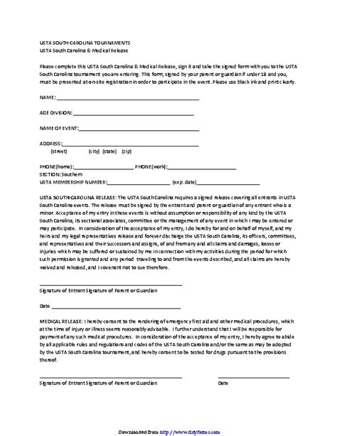 South Carolina Medical Release Form 1 Pdfsimpli