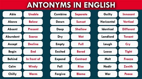 learn 150 common antonym opposite words in english to improve your vocabulary youtube