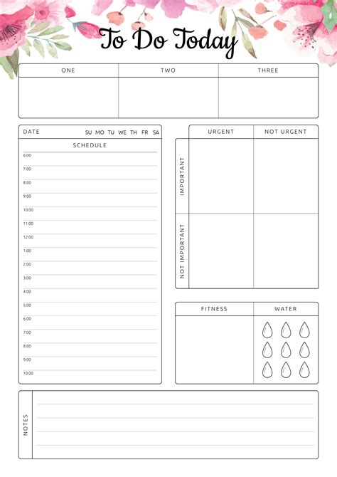 Printable To Do Today PDF Download Planner Pages Daily Planner Pages