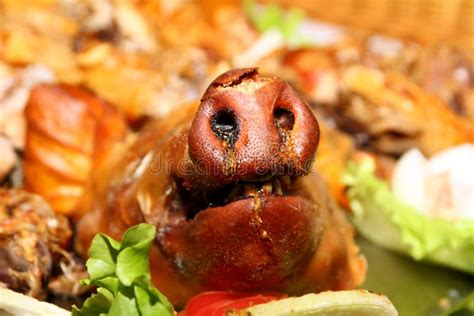 Roast Pork Pig Head On Table Stock Photo Image Of Roast Healthy