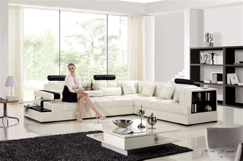 Cool White Leather Sectional Living Room Ideas With Regard To Property
