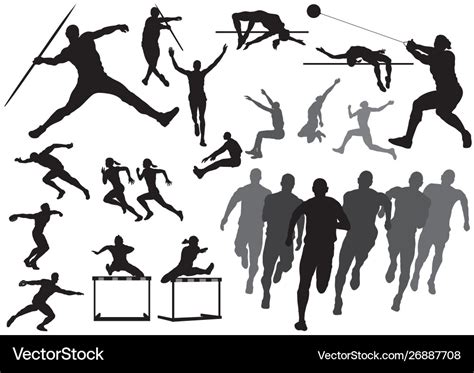 Set Track And Field Athletes Silhouettes Vector Image