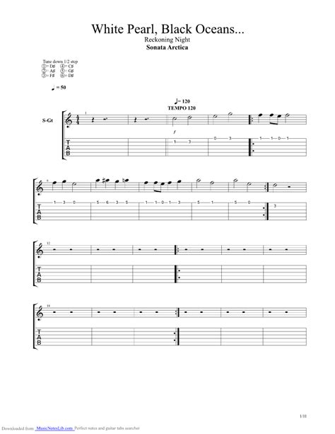 White Pearl Black Ocean Guitar Pro Tab By Sonata Arctica