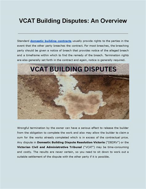 Vcat Building Disputes An Overview Pdf Host