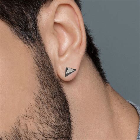 Sterling Silver Earring For Men Earring Stud Men Stud Earring Triangle