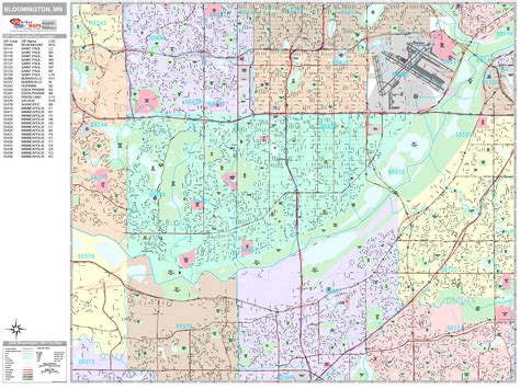 Bloomington Minnesota Wall Map Premium Style By Marketmaps Mapsales