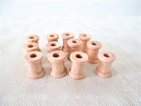 Unfinished Wooden Thread Spools Set Of 12 Small Wood Thread Etsy