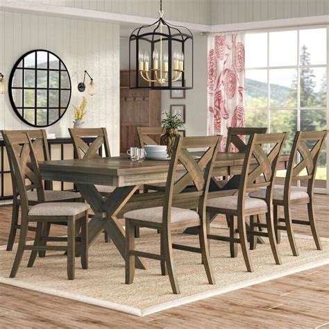 Rated 4.65 out of 5 stars. Poe 9 Piece Extendable Dining Set & Reviews | Birch Lane | Dining room sets, Solid wood dining ...