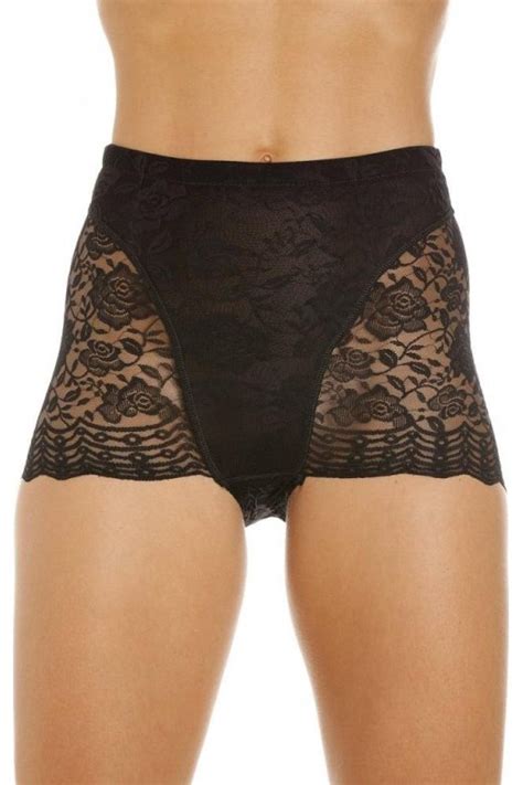 Womens Black Lace Control Shapewear Support Briefs