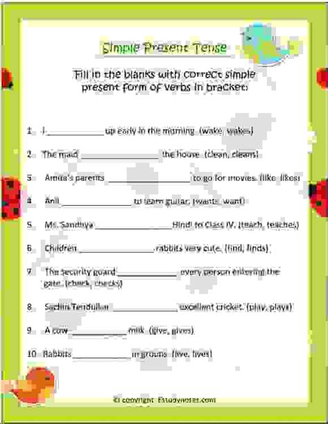 He waits for his sister every day after class. Simple present tense worksheet 1 - EStudyNotes