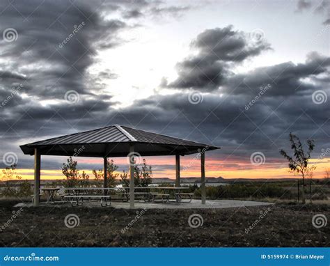 Picnic Shelter At Sunrise Stock Photo Image Of Gray Park 5159974